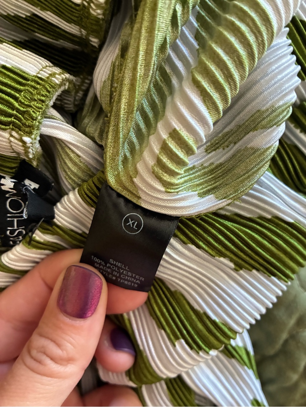 Fashion nova 2 piece set Green Zebra-Stripe Wide Leg Pants and top Women size xl - Picture 6 of 7